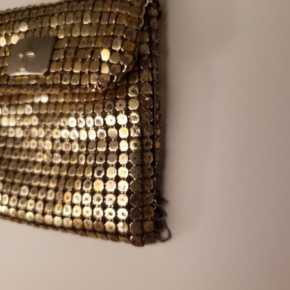 Vintage Whiting & Davis Goldtone Mesh Rosary Pouch Bag Coin Change Purse - Picture 5 of 9